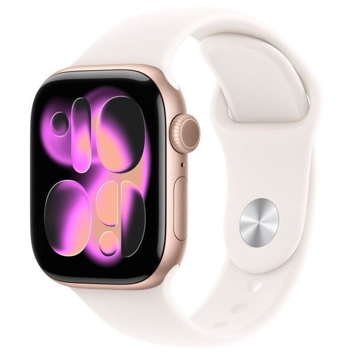 Apple Watch Series 11 GPS - 42mm - Boîtier Rose Gold Aluminium - Bracelet Light Blush Sport Band - S/M