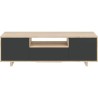 Meuble TV ZAIRA - Mélaminé Anthracite et chene - 3 Portes - L150 x P