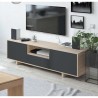 Meuble TV ZAIRA - Mélaminé Anthracite et chene - 3 Portes - L150 x P