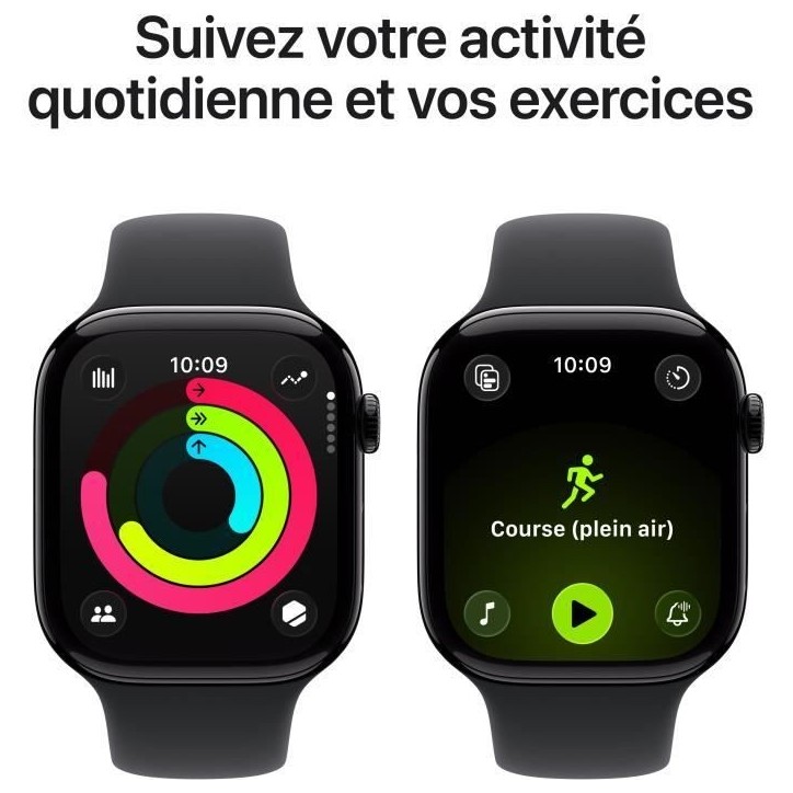 Apple Watch Series 11 GPS - 46mm - Boîtier Jet Black Aluminium - Bracelet Black Sport Band - S/M