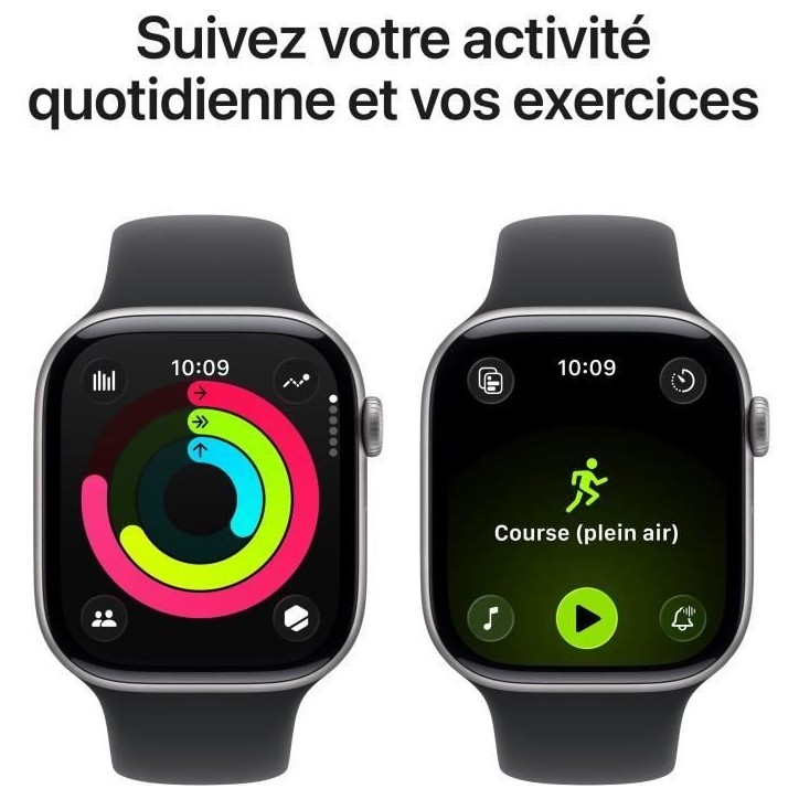 Apple Watch Series 11 GPS - 46mm - Boîtier Space Grey Aluminium - Bracelet Black Sport Band - S/M