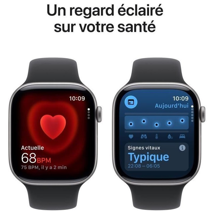 Apple Watch Series 11 GPS - 46mm - Boîtier Space Grey Aluminium - Bracelet Black Sport Band - S/M