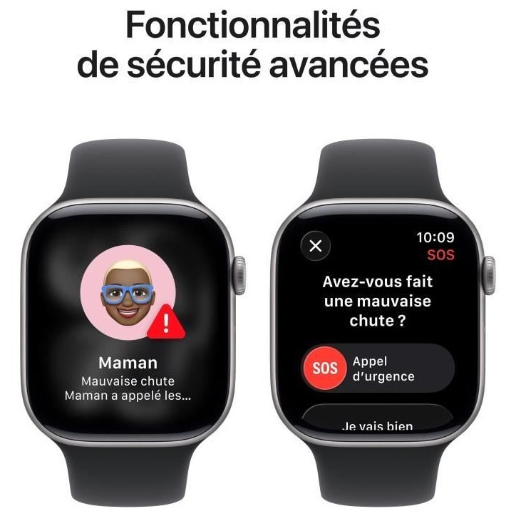 Apple Watch Series 11 GPS - 46mm - Boîtier Space Grey Aluminium - Bracelet Black Sport Band - S/M