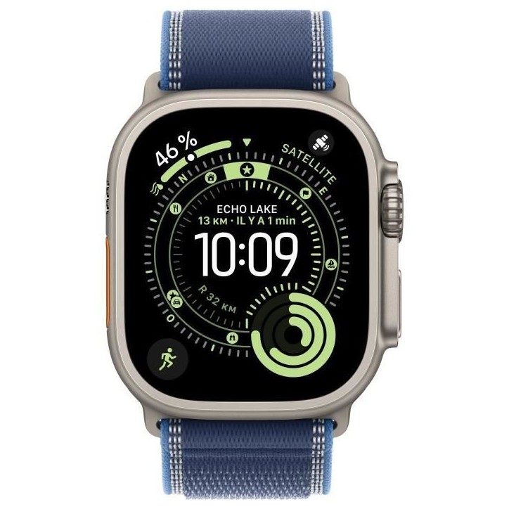 Apple Watch Ultra 3 GPS + Cellular - 49mm - Boîtier Natural Titanium - Bracelet Blue/Bright Blue Trail Loop - S/M Apple Watch Ultra 3 GPS + Cellular - 49mm - Boîtier Natural Titanium - Bracelet Blue/Bright Blue Trail Loop - S/M