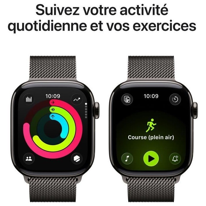 Apple Watch Series 11 GPS + Cellular - 42mm - Boîtier Slate Titanium - Bracelet Slate Milanese Loop