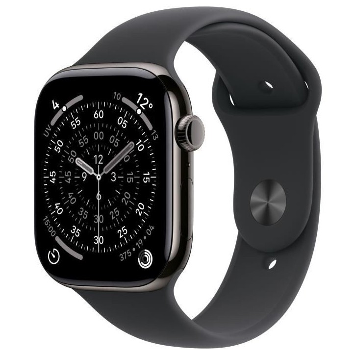 Apple Watch Series 11 GPS + Cellular - 46mm - Boîtier Slate Titanium - Bracelet Black Sport Band - M/L