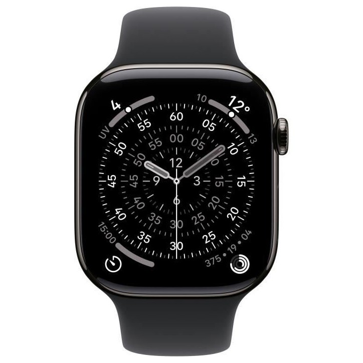 Apple Watch Series 11 GPS + Cellular - 46mm - Boîtier Slate Titanium - Bracelet Black Sport Band - M/L