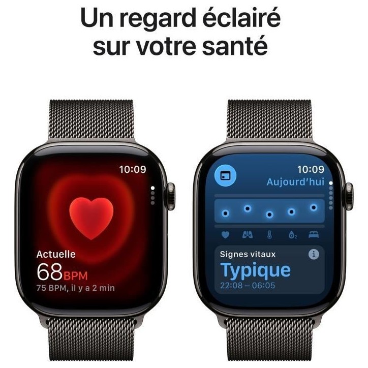 Apple Watch Series 11 GPS + Cellular - 46mm - Boîtier Slate Titanium - Bracelet Slate Milanese Loop - M/L