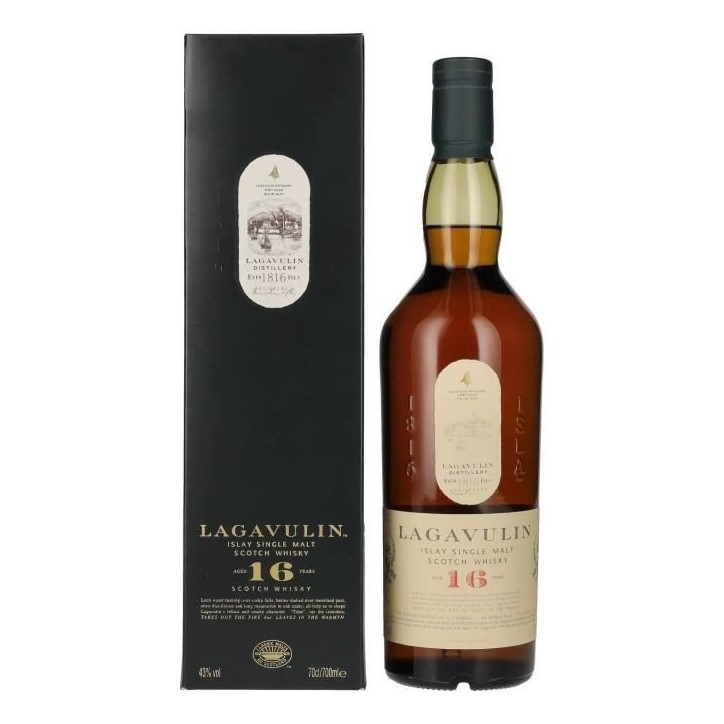 Whisky Lagavulin 16 ans - Islay Single Malt Whisky - Ecosse - 43%vol - 70cl sous étui