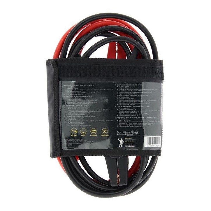 Câbles de démarrage - MICHELIN - 25mm2 de section longueur de 3.5m - moteurs essence cylindrée maxi 5,5L - diesel cylindrée Câbles de démarrage - MICHELIN - 25mm2 de section longueur de 3.5m - moteurs essence cylindrée maxi 5,5L - diesel cylindrée