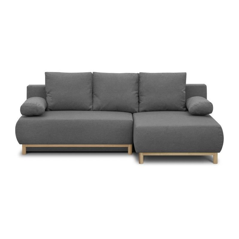 Canapé d'angle droit convertible MIKA 3 places - Tissu gris clair - C Canapé d'angle droit convertible MIKA 3 places - Tissu gris clair - C