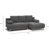 Canapé d'angle droit convertible MIKA 3 places - Tissu gris clair - C Canapé d'angle droit convertible MIKA 3 places - Tissu gris clair - C