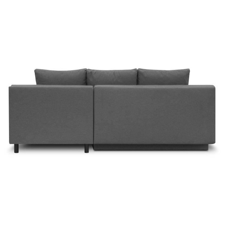 Canapé d'angle droit convertible MIKA 3 places - Tissu gris clair - Coffre de rangement - L218 x P98/145 x H84 cm Canapé d'angle droit convertible MIKA 3 places - Tissu gris clair - Coffre de rangement - L218 x P98/145 x H84 cm