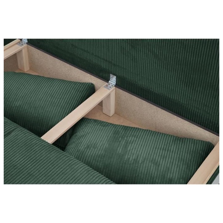 Banquette convertible 3 places MIKA - Velours côtelé Vert foret - Coffre de rangement - L 192 x H 84 x P 93 cm Banquette convertible 3 places MIKA - Velours côtelé Vert foret - Coffre de rangement - L 192 x H 84 x P 93 cm