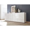 Buffet - MIRONA - 4 portes - Blanc laqué brillant avec serigraphie -