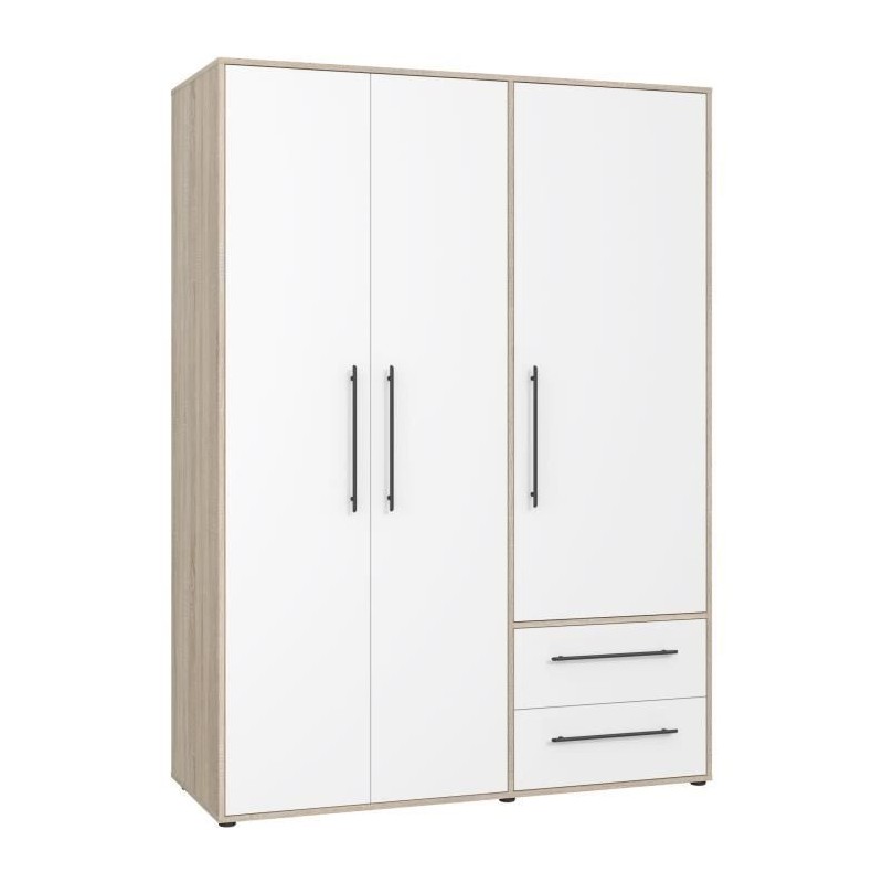Armoire - Chene Sonoma / Blanc mat - 3 portes - L144,4 x P58,8 x H200c Armoire - Chene Sonoma / Blanc mat - 3 portes - L144,4 x P58,8 x H200c