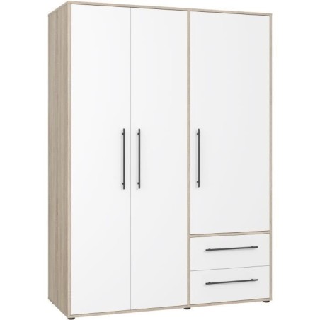 Armoire - Chene Sonoma / Blanc mat - 3 portes - L144,4 x P58,8 x H200c