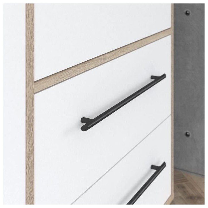 Armoire - Chene Sonoma / Blanc mat - 3 portes - L144,4 x P58,8 x H200cm - MOKKARIS