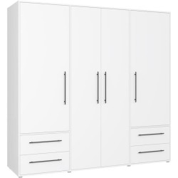 Armoire - Blanc mat - 4 portes battantes - L205,9 x P58,8 x H 200cm -