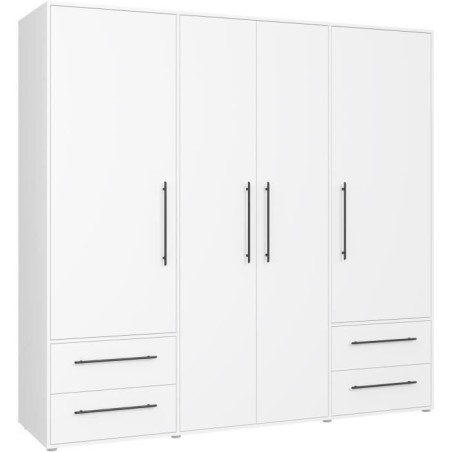 Armoire - Blanc mat - 4 portes battantes - L205,9 x P58,8 x H 200cm -