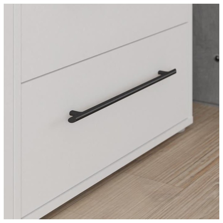 Armoire - Blanc mat - 4 portes battantes - L205,9 x P58,8 x H 200cm - MOKKARIS