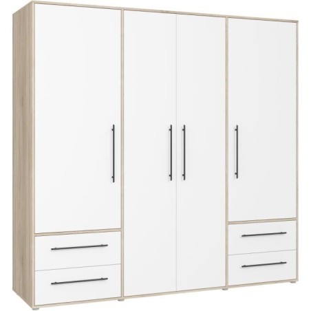 Armoire - Chene Sonoma / Blanc mat - 4 portes battantes - L205,9 x P58