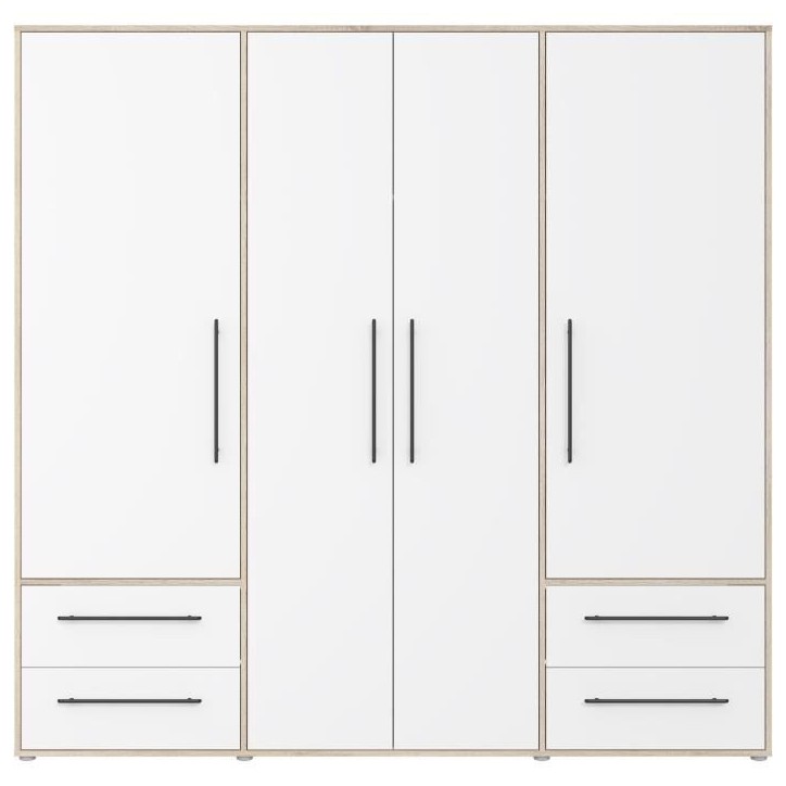 Armoire - Chene Sonoma / Blanc mat - 4 portes battantes - L205,9 x P58,8 x H200 - MOKKARIS