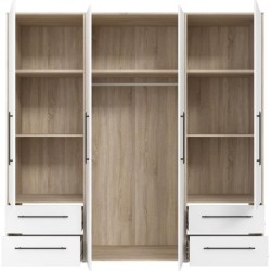 Armoire - Chene Sonoma / Blanc mat - 4 portes battantes - L205,9 x P58