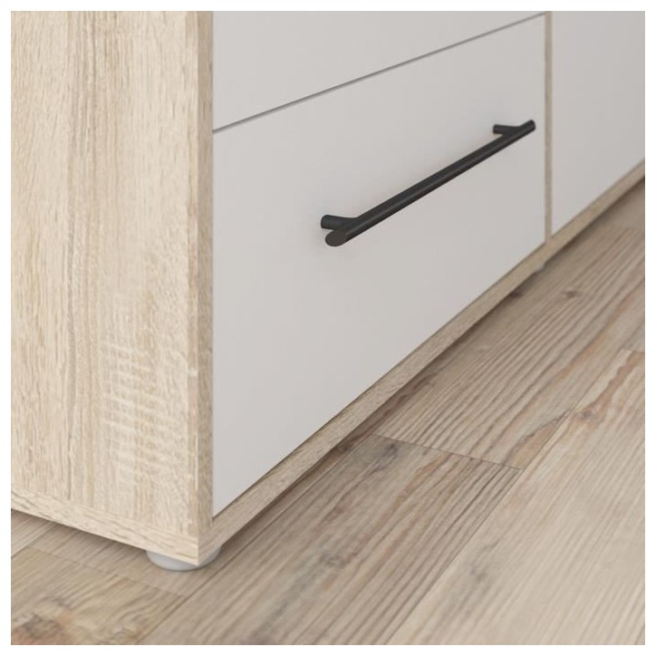 Armoire - Chene Sonoma / Blanc mat - 4 portes battantes - L205,9 x P58,8 x H200 - MOKKARIS