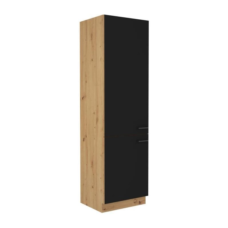 MODENA - Colonne - 2 portes - 60 x 57 x 210 cm - Chene artisan / Noir