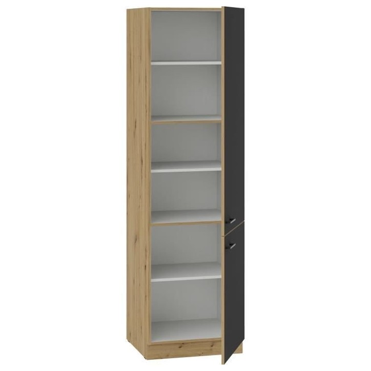 MODENA - Colonne - 2 portes - 60 x 57 x 210 cm - Chene artisan / Noir mat MODENA - Colonne - 2 portes - 60 x 57 x 210 cm - Chene artisan / Noir mat