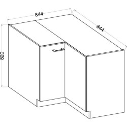 MODENA - Meuble bas d'angle - 2 portes - 89 x 89 x 82 cm - Chene artis