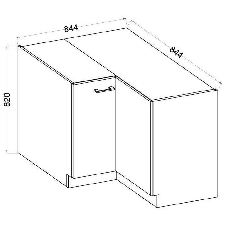 MODENA - Meuble bas d'angle - 2 portes - 89 x 89 x 82 cm - Chene artisan / Noir mat - Plan de travail non inclus