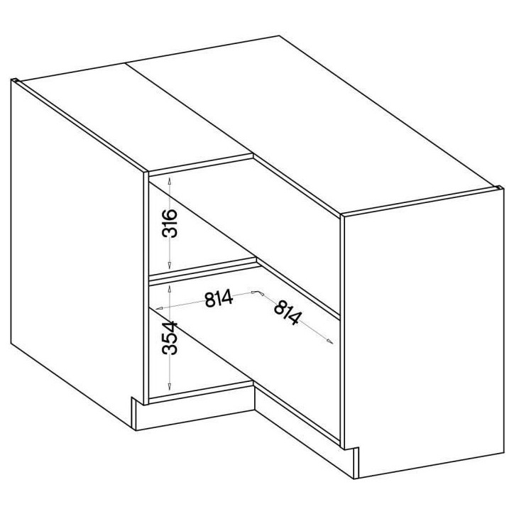 MODENA - Meuble bas d'angle - 2 portes - 89 x 89 x 82 cm - Chene artisan / Noir mat - Plan de travail non inclus