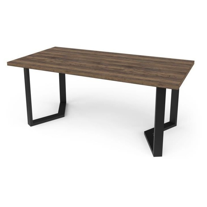 Table - MONACO - Rectangulaire - Décor mélamine chene saloon - Pied en V noir - 6 places - 180 x 90 cm - DEMEYERE Table - MONACO - Rectangulaire - Décor mélamine chene saloon - Pied en V noir - 6 places - 180 x 90 cm - DEMEYERE