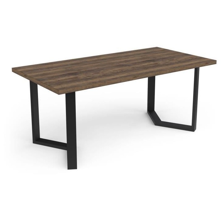 Table - MONACO - Rectangulaire - Décor mélamine chene saloon - Pied en V noir - 6 places - 180 x 90 cm - DEMEYERE Table - MONACO - Rectangulaire - Décor mélamine chene saloon - Pied en V noir - 6 places - 180 x 90 cm - DEMEYERE