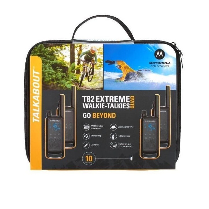 Motorola Talkabout T82 Extreme Quad Pack portable radio 2 bandes PMR 446 MHz 16 canaux noir, jaune (pack de 4)