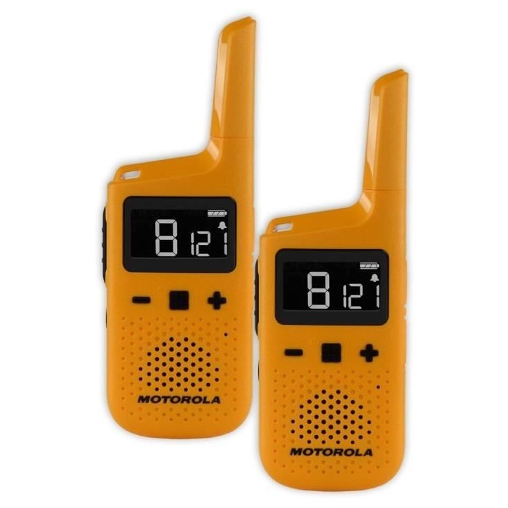 Talkies-walkies MOTOROLA TALKABOUT T72 - Jaune - Portée 8 km - PMR446 - 16 canaux - 121 codes Talkies-walkies MOTOROLA TALKABOUT T72 - Jaune - Portée 8 km - PMR446 - 16 canaux - 121 codes