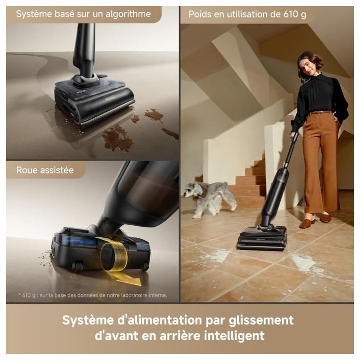 MOVA M50 ULTRA - Aspirateur Balai Laveur - 22 000 Pa - Bras robotisé - Poignée Pliable et Extensible - Lavage Brosse immersif