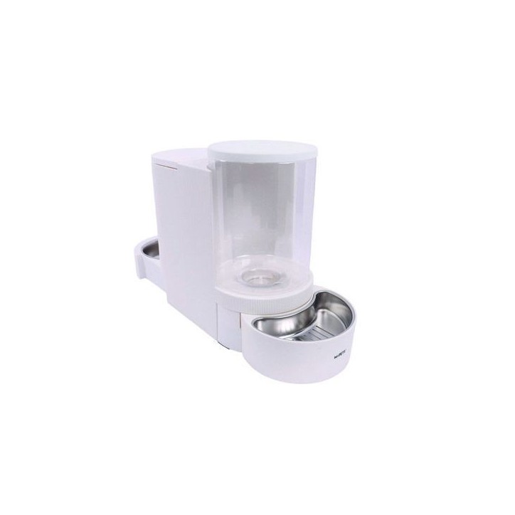 Distributeur Croquettes & Eau - M PETS - DUPLO - 1.3 kg / 3 L - 40 x 16.2 x 29.1 cm - Blanc