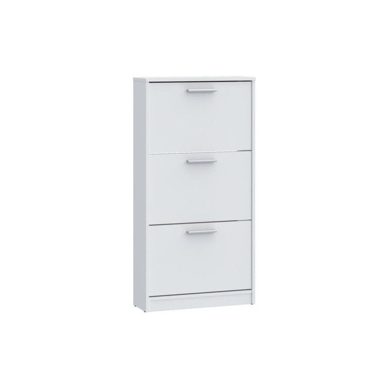 Meuble a chaussures - 6 paires - Blanc mat - 3 abattants - L58,2 x P20