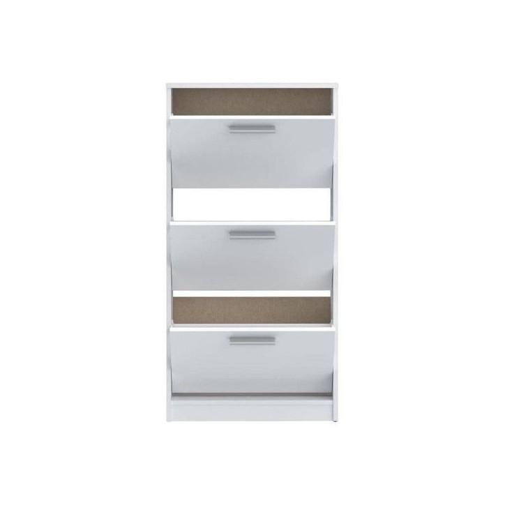 Meuble a chaussures - 6 paires - Blanc mat - 3 abattants - L58,2 x P20,4 x H115,5 cm - MAC Meuble a chaussures - 6 paires - Blanc mat - 3 abattants - L58,2 x P20,4 x H115,5 cm - MAC