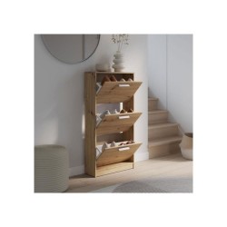 Meubles a chaussures - 6 paires - Décor Chene - 3 abattants - L58,2 x