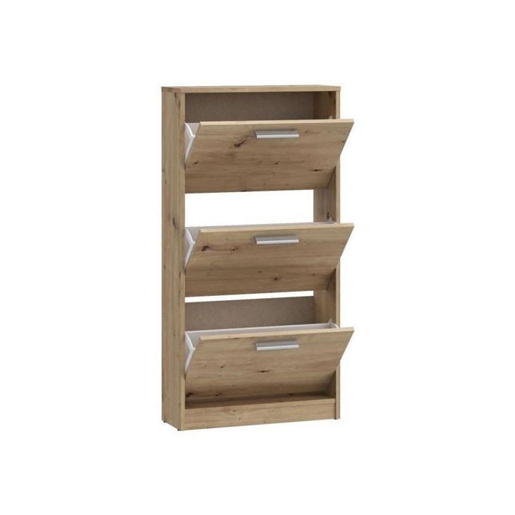 Meubles a chaussures - 6 paires - Décor Chene - 3 abattants - L58,2 x P20,4 x H115,5 cm - MAC