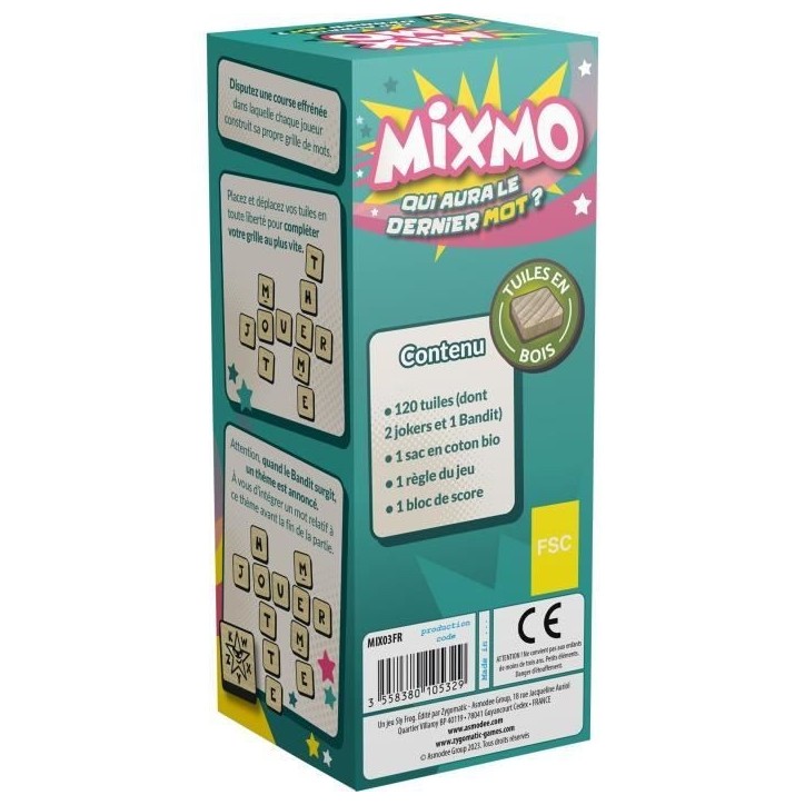 Jeu de société Mixmo - Asmodee - 2 a 6 joueurs - A partir de 8 ans - Construisez votre grille de mots Jeu de société Mixmo - Asmodee - 2 a 6 joueurs - A partir de 8 ans - Construisez votre grille de mots