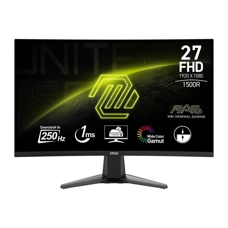 Ecran PC Gamer Incurvé - MSI - 27 - FHD - 250Hz - Dalle VA - 1ms - MA