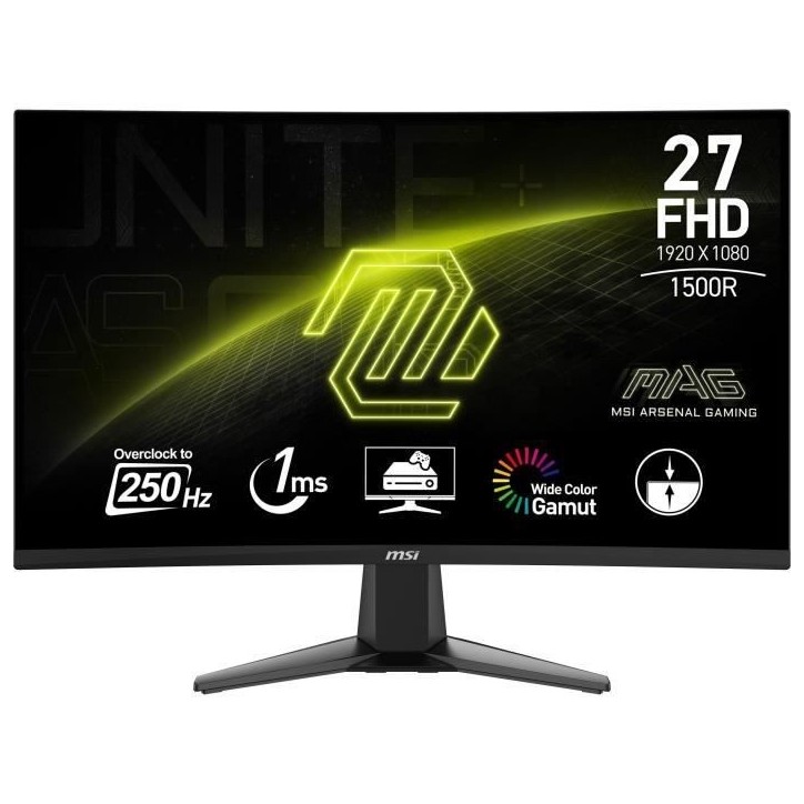 Ecran PC Gamer Incurvé - MSI - 27 - FHD - 250Hz - Dalle VA - 1ms - MAG 27C6X