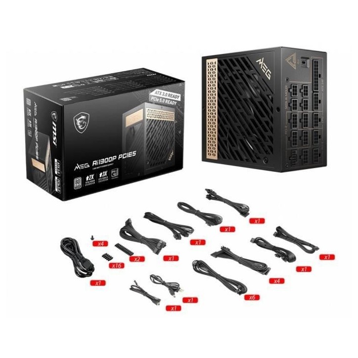 Alimentation PC - MSI - 306-7ZP4A11-CE0 - MEG Ai1300P PCIE5 - ATX 3.0 - 80Plus PLATINIUM