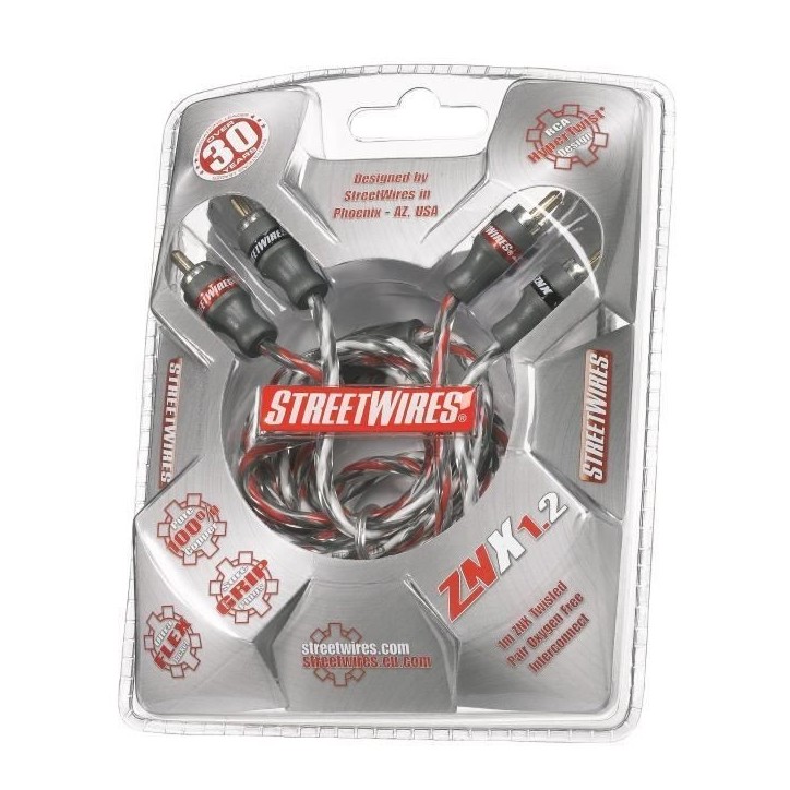 Câble RCA 1 metre - MTX AUDIO - ZNX1.2 - ZeroNoise Stéréo 100% - Cuivre HyperTwist UltraFlex™ symétrique anti parasites Câble RCA 1 metre - MTX AUDIO - ZNX1.2 - ZeroNoise Stéréo 100% - Cuivre HyperTwist UltraFlex™ symétrique anti parasites