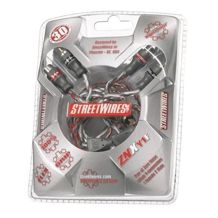 MTX ZNXY1F Câble RCA ZeroNoise répartiteur Y 1 Femelle 2 Mâles longueur 50cm 100% cuivre 3 blindages MTX ZNXY1F Câble RCA ZeroNoise répartiteur Y 1 Femelle 2 Mâles longueur 50cm 100% cuivre 3 blindages